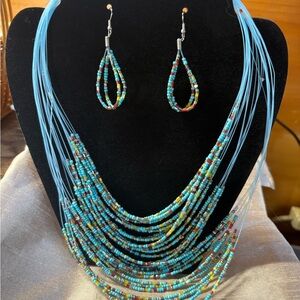 Colorful Beaded Necklace and Earring Set